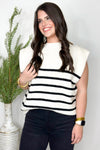 Ivory & Black Stripe Sweater Vest
