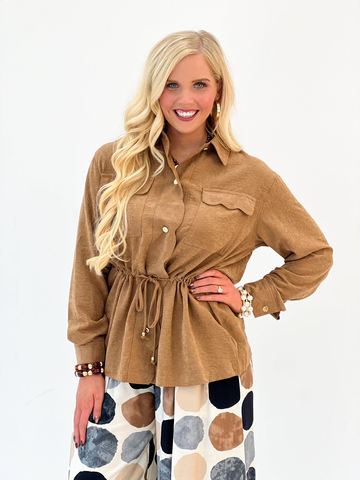 Umgee Utility Scallop Trim Shirt Jacket