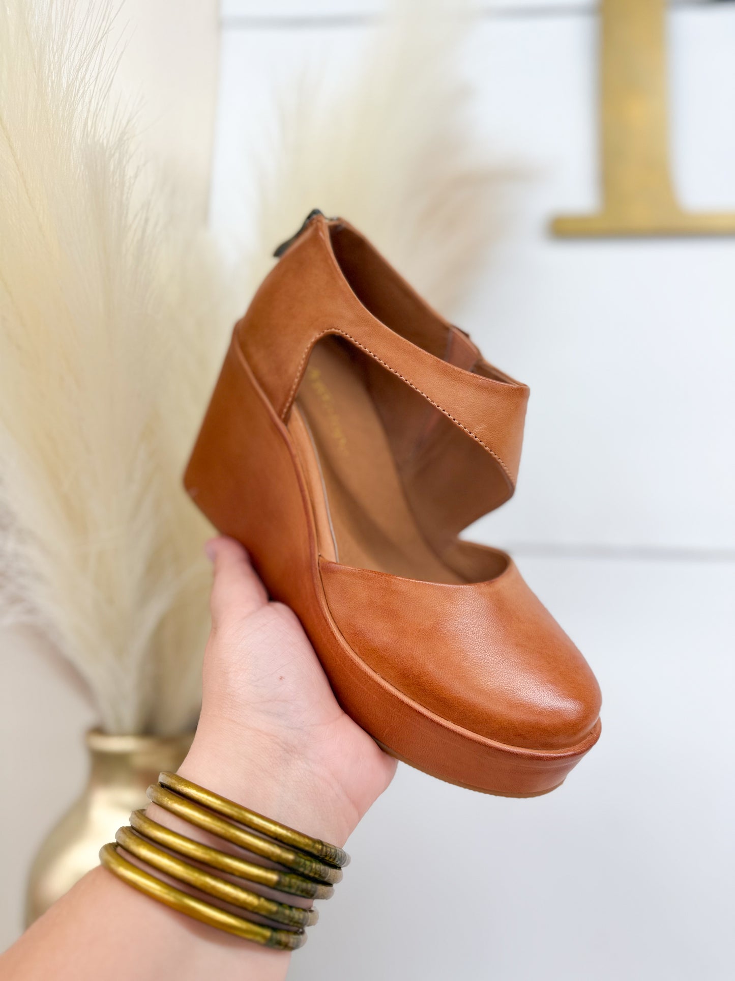 Antelope True Leather Cut Out Platform Wedge