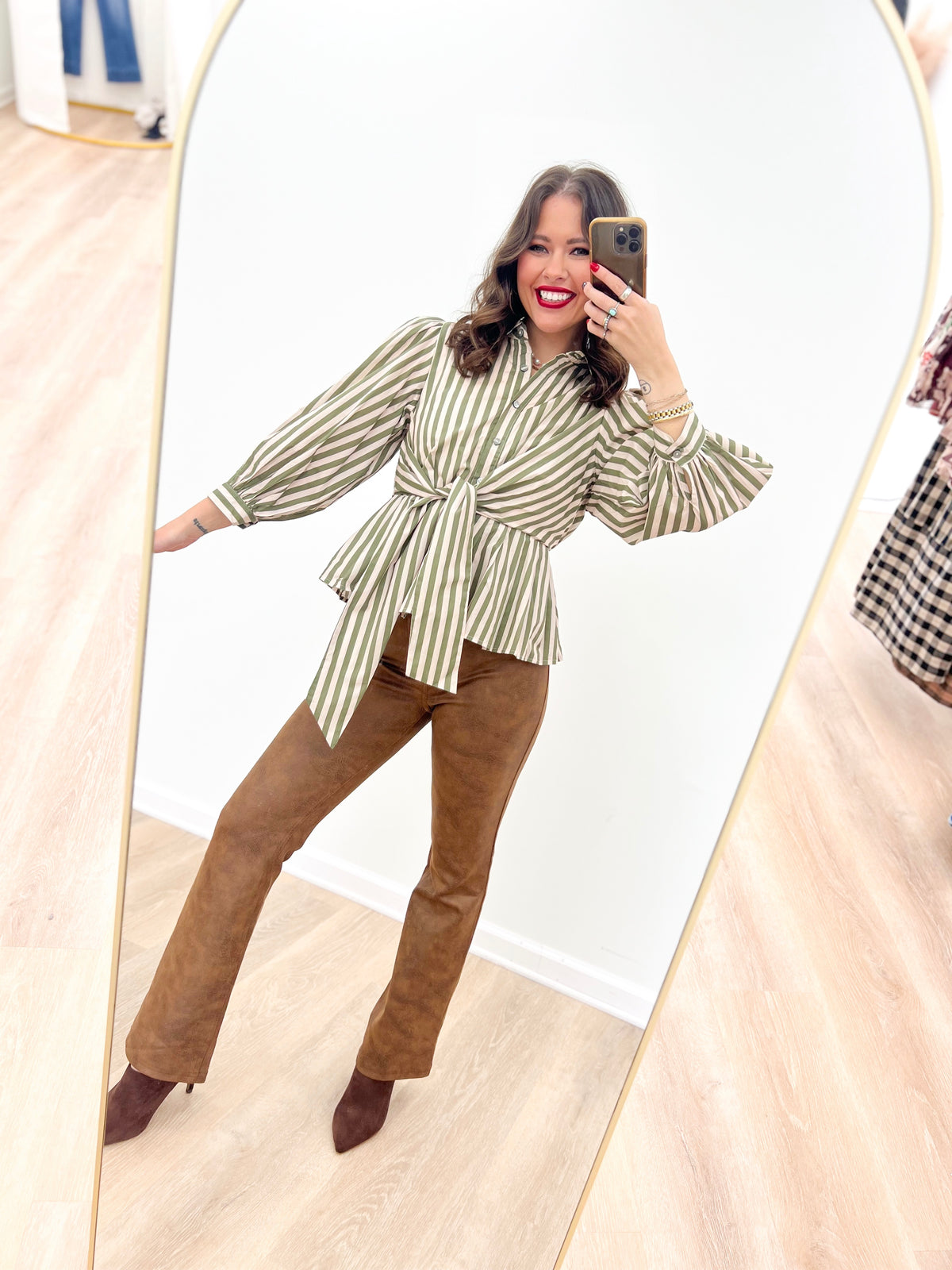 Entro Striped Puff Sleeve Top
