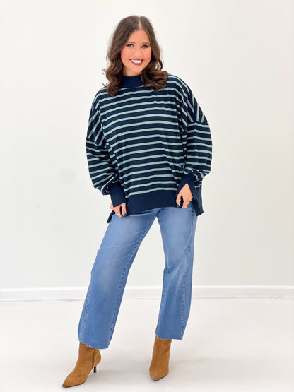 Hyfve Striped Mock Neck Sweatshirt