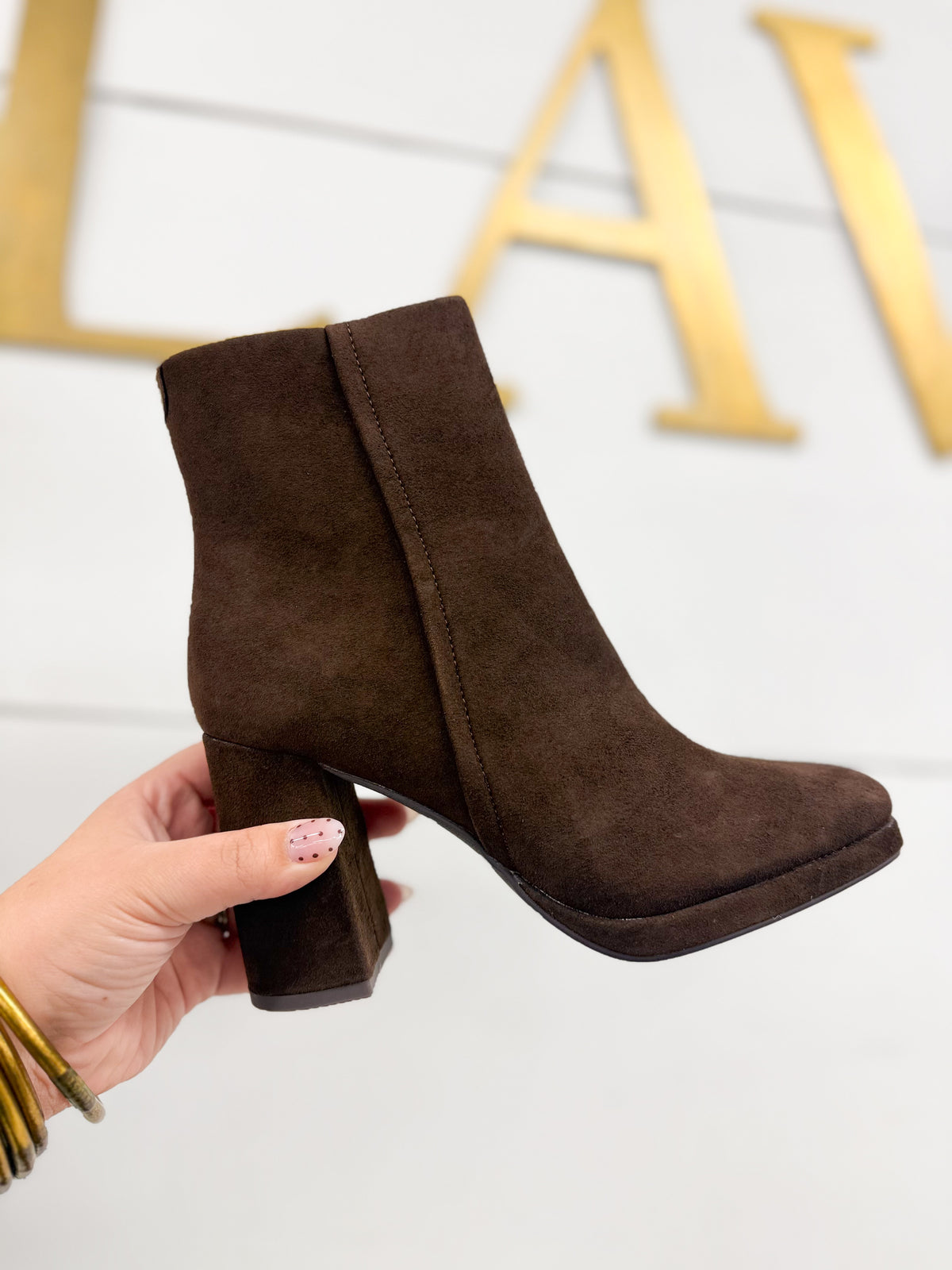 MIA Stefania Suede Block Heel Boot