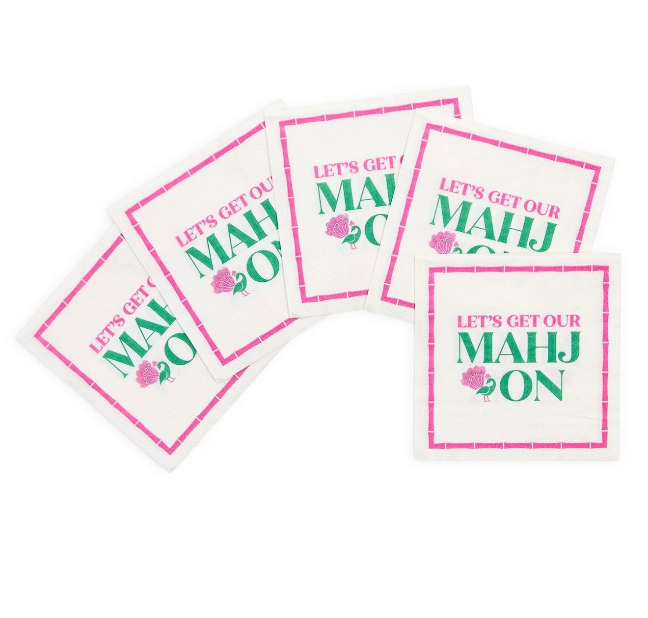 Two's Company Let's Mahj On 3-Ply Paper Cocktail Napkin