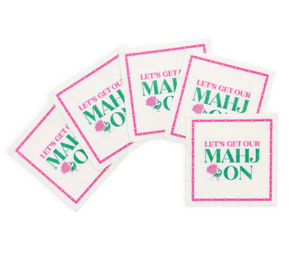 Two's Company Let's Mahj On 3-Ply Paper Cocktail Napkin