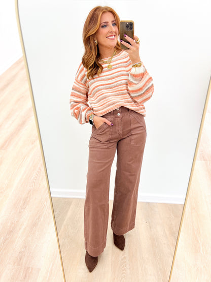Mica Denim High Double Waistband Wide Leg Jeans
