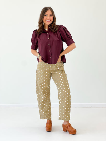 Entro Puff Sleeve Button Down Top
