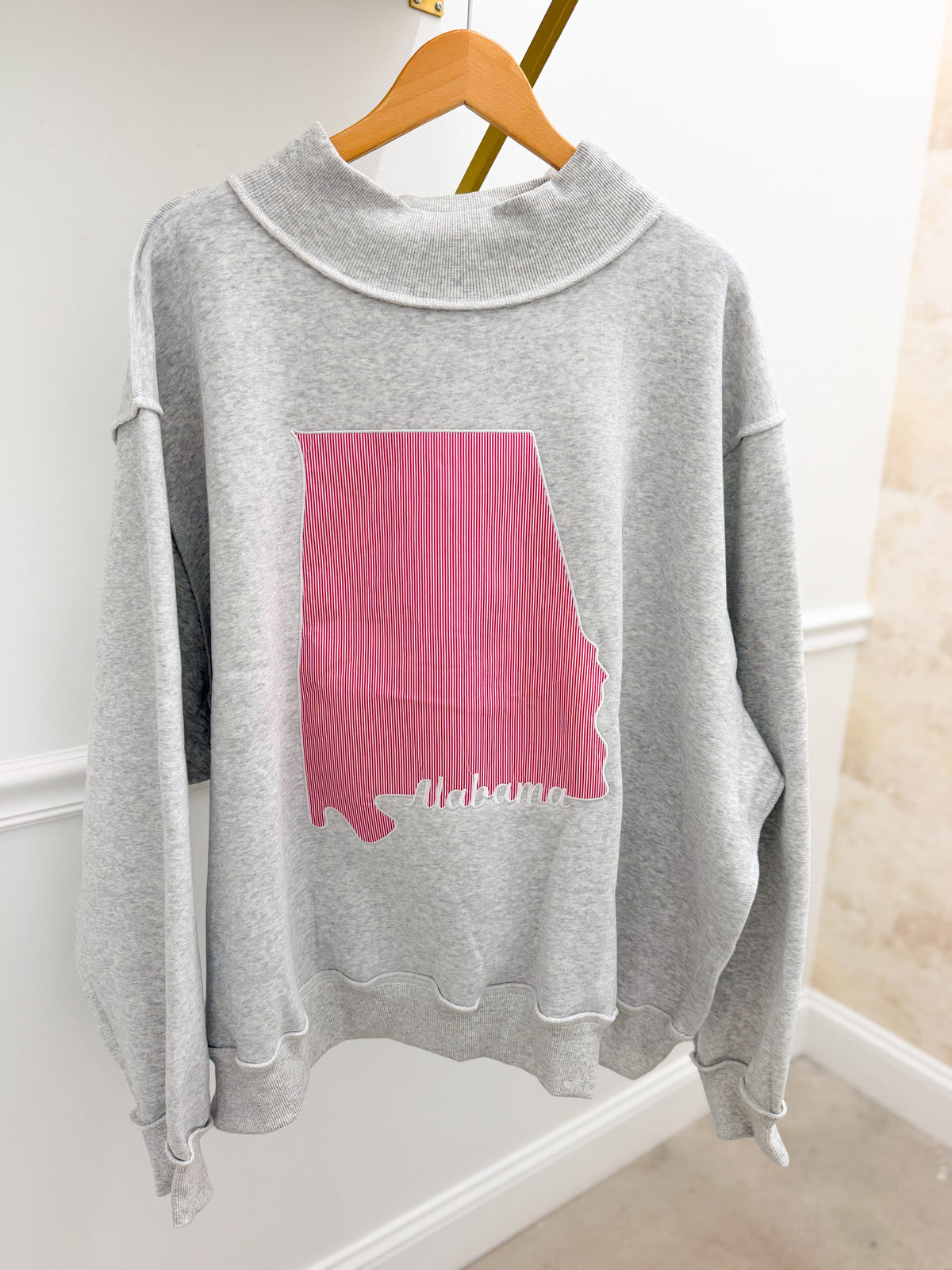 State Artwork Mock Neck Oversized Pullover