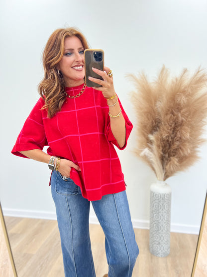 Jodifl Mock Neck Cuffed SS Sweater Top