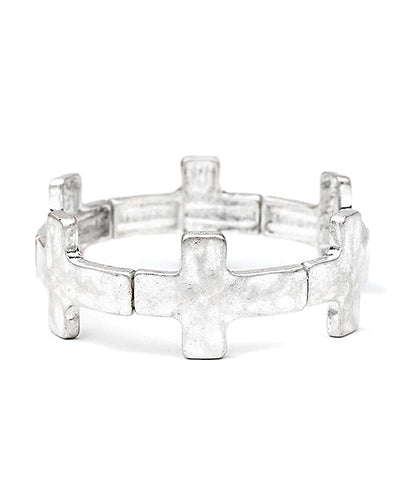 Golden Stella Multi Metal Stretch Bracelet in Oxide Silver