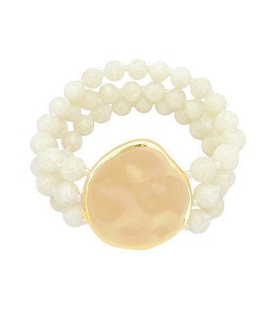 Golden Stella 3 Layered & Accented Round Bracelet in Ivory