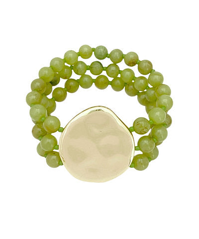Golden Stella 3 Layered & Accented Round Bracelet in Olive