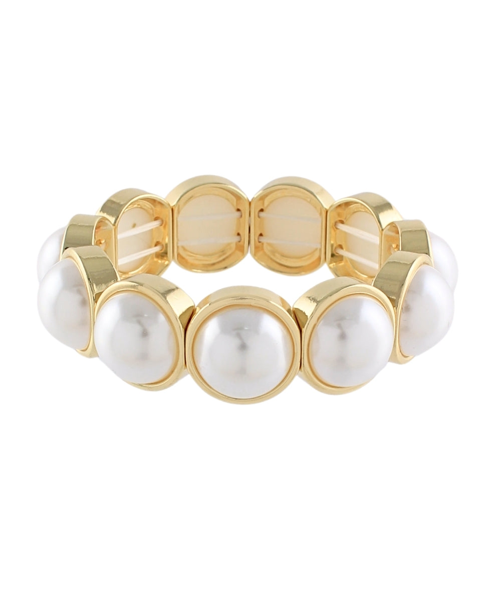 Linked 18mm Pearl Dome Bracelet Cream