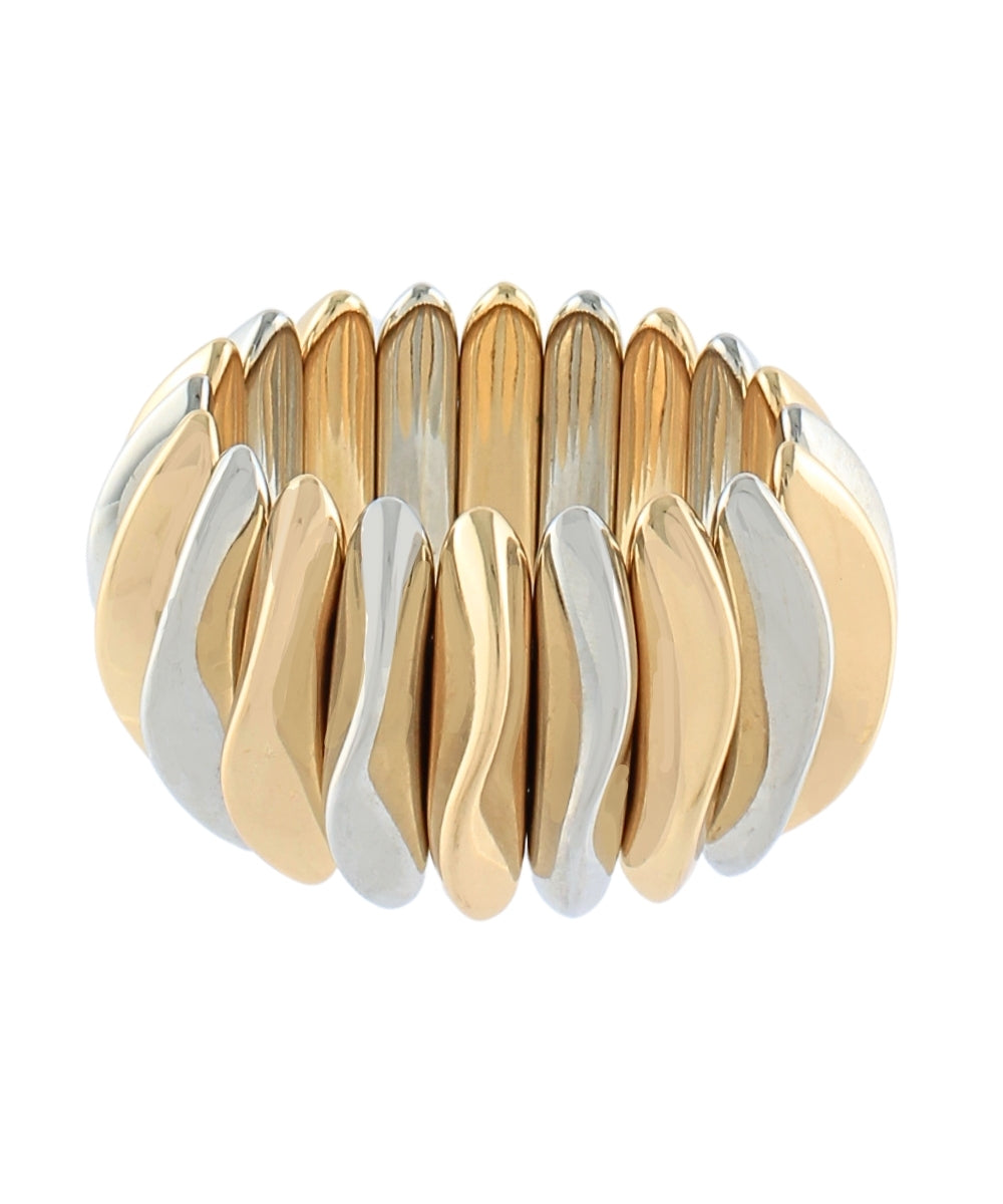 Golden Stella Wide Sculptural Bracelet in Two Tone