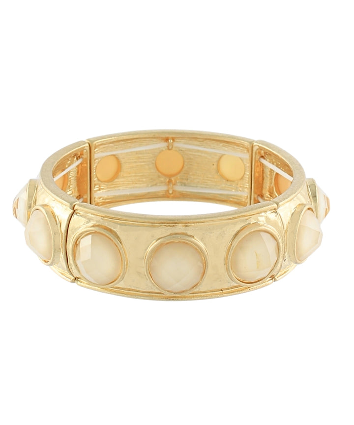 Golden Stella Faceted Round Stone Link Bracelet in Beige