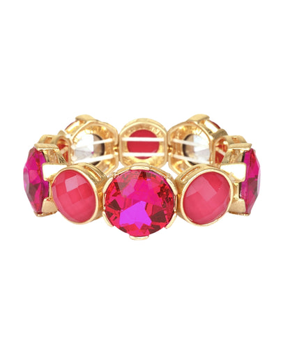 Golden Stella Epoxy Stone Elastic Bracelet in Fuchsia