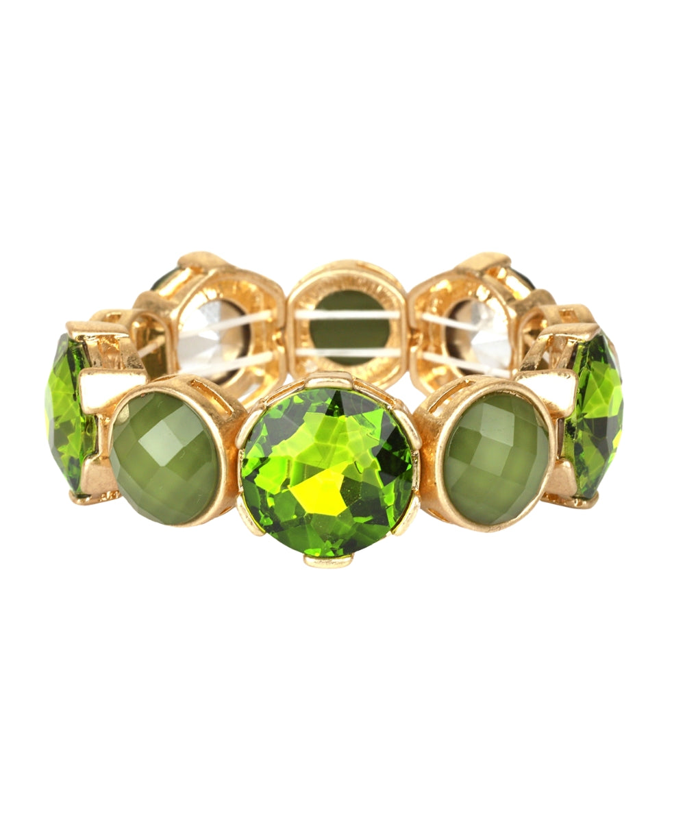 Golden Stella Epoxy Stone Elastic Bracelet in Olive