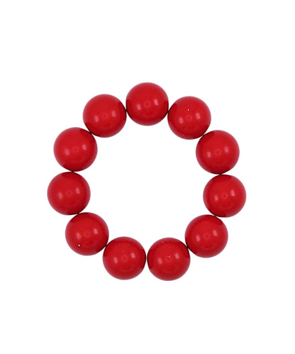 Golden Stella Glossy Colored Ball Bracelet in Red