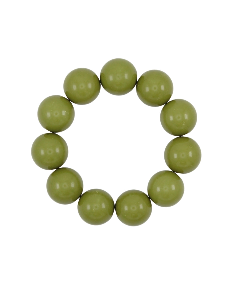 Golden Stella Glossy Colored Ball Bracelet in Olive