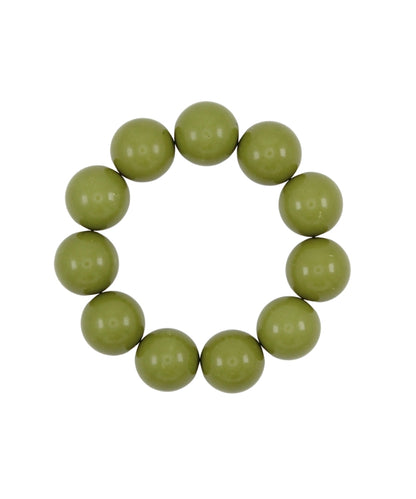 Golden Stella Glossy Colored Ball Bracelet in Olive