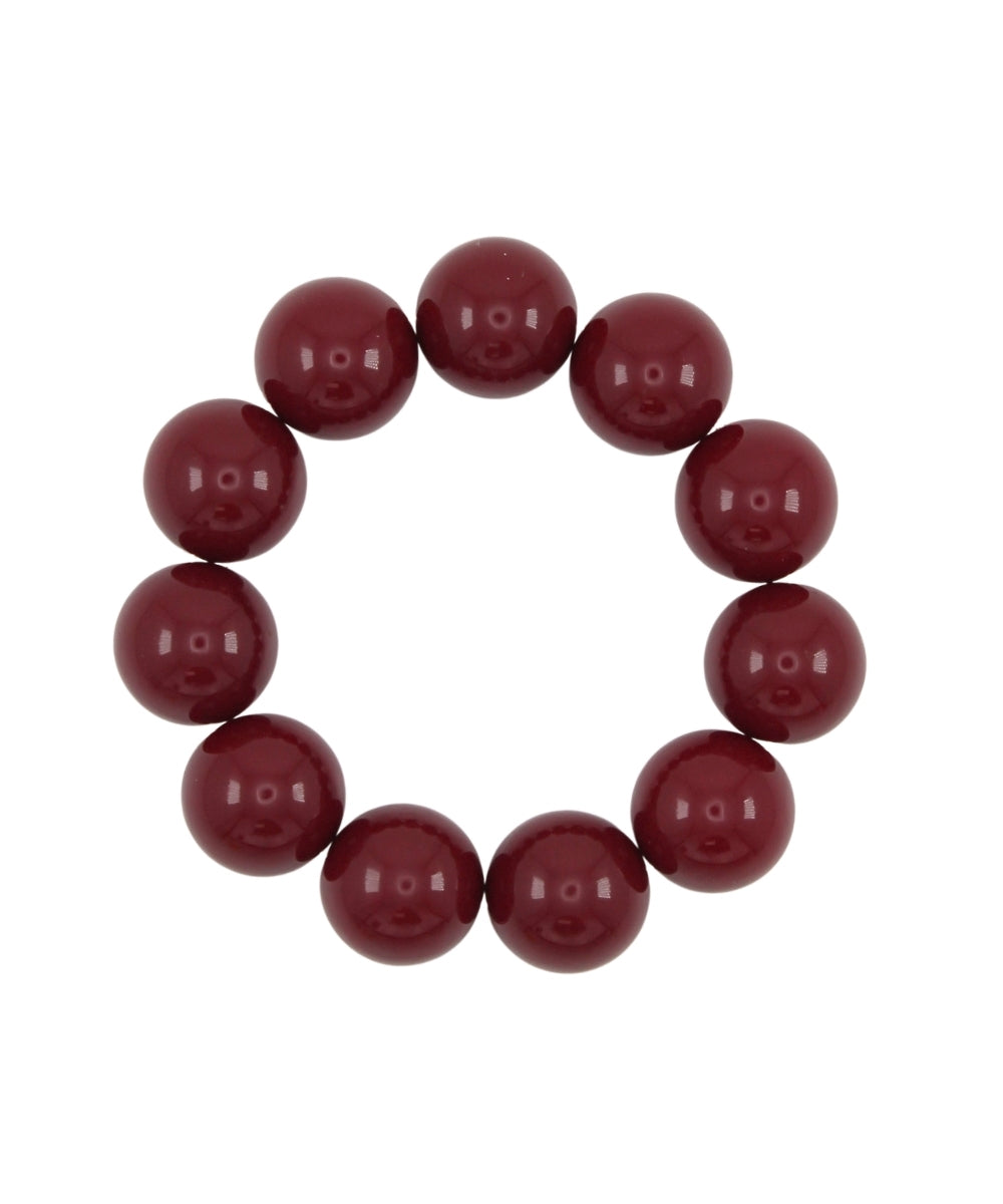 Golden Stella Glossy Colored Ball Bracelet in Burgundy