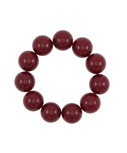 Golden Stella Glossy Colored Ball Bracelet in Burgundy
