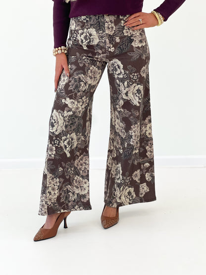 Entro Floral Print Wide Leg Pants