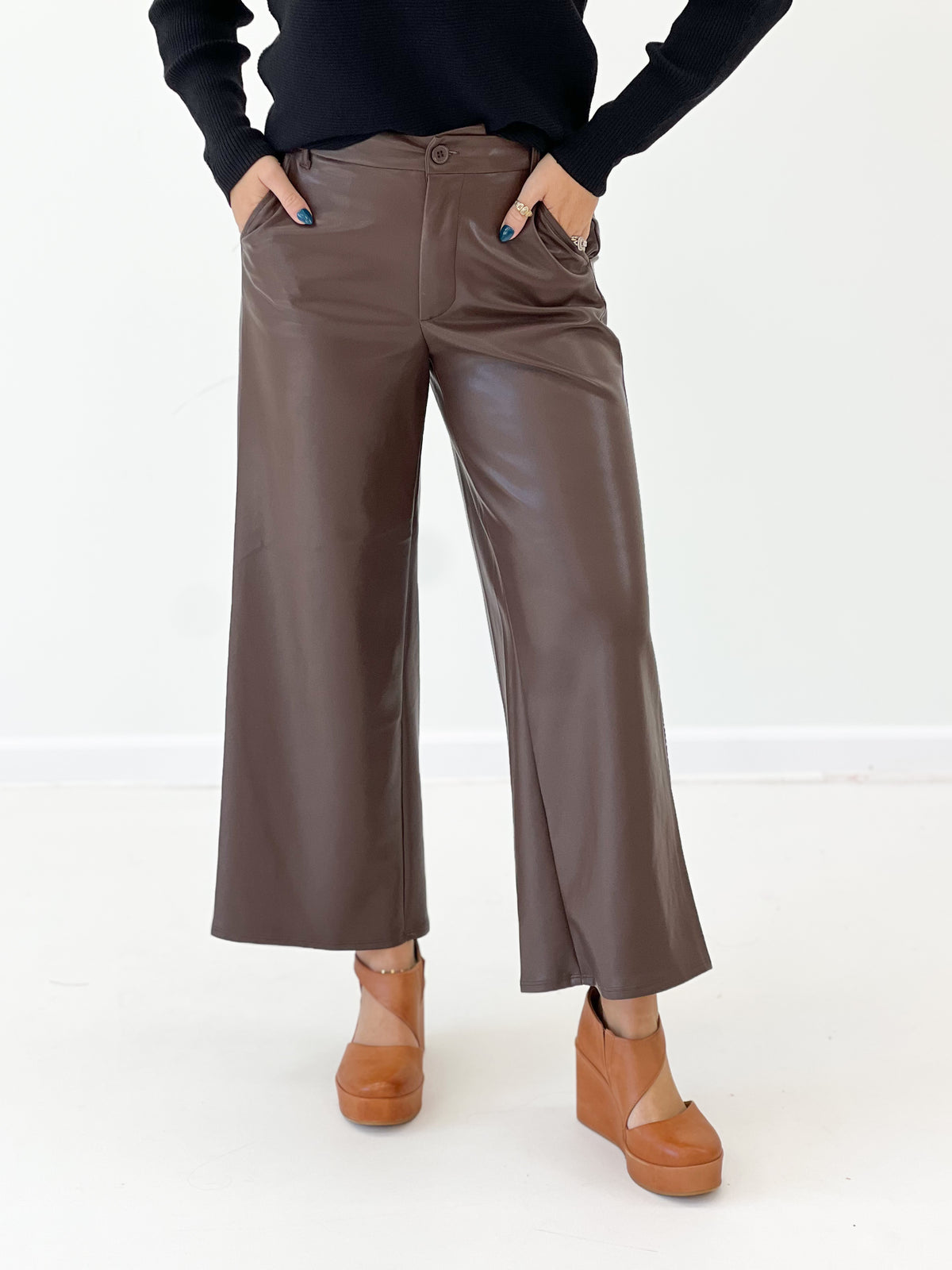 Eesome Pleather Wide Leg Pants