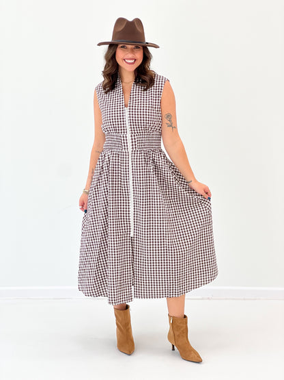 Heimish Gingham Smocked Waist Sleeveless Maxi Dress