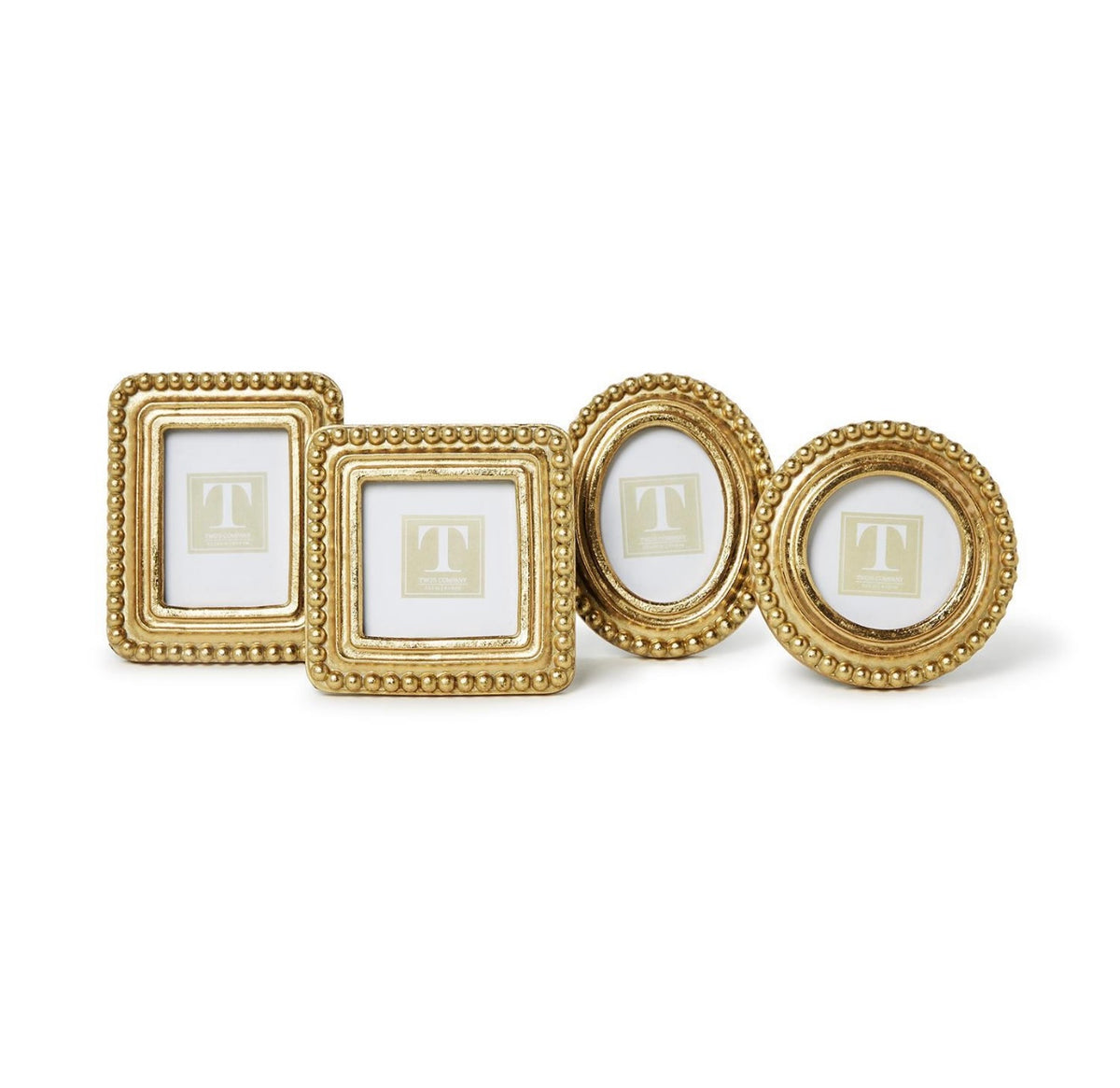 Two's Company Beaded Gold Picture Frame