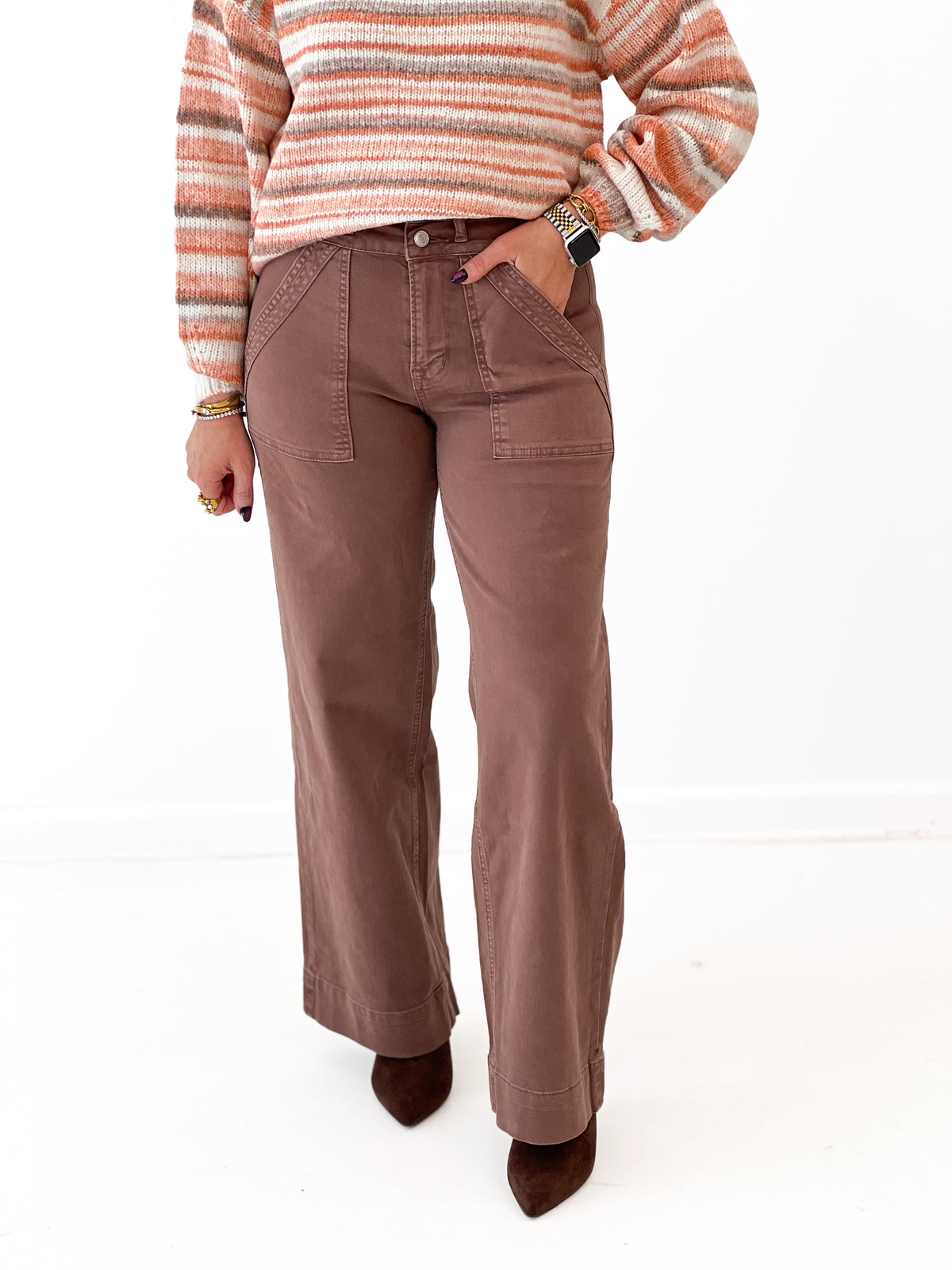 Mica Denim High Double Waistband Wide Leg Jeans