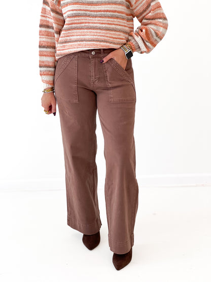 Mica Denim High Double Waistband Wide Leg Jeans