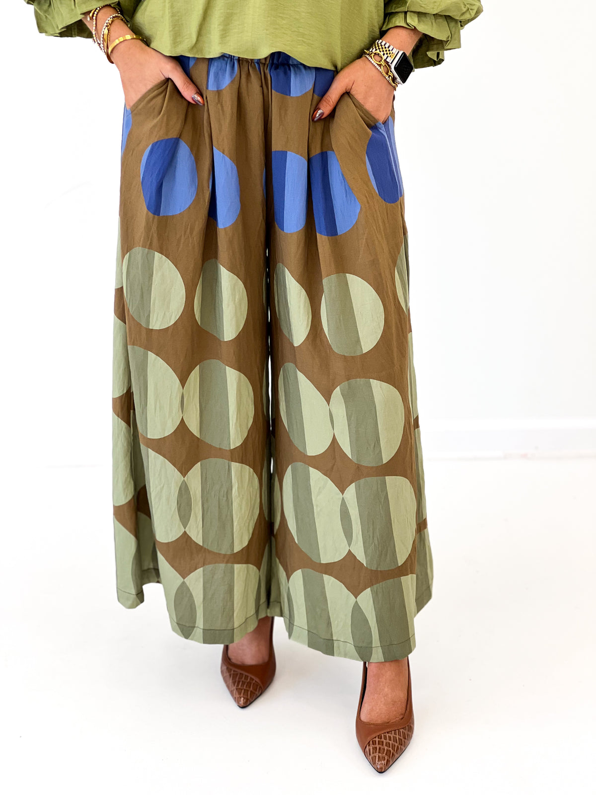 Umgee Printed Wide Leg Pants