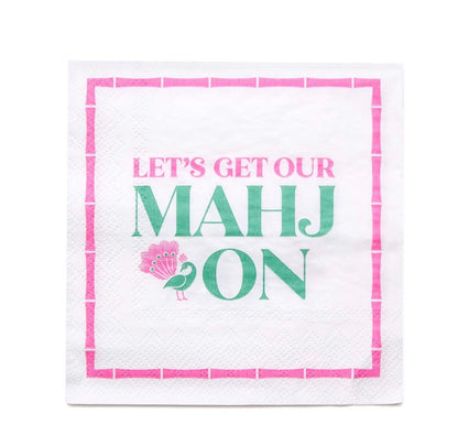 Two's Company Let's Mahj On 3-Ply Paper Cocktail Napkin