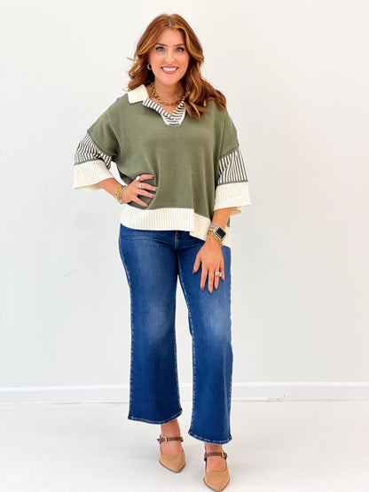 She & Sky Half Sleeve Sweater Top