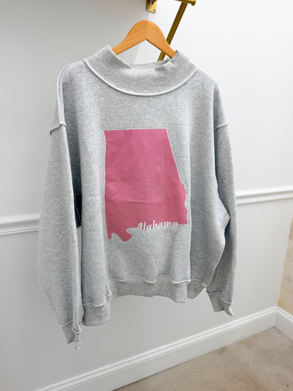State Artwork Mock Neck Oversized Pullover