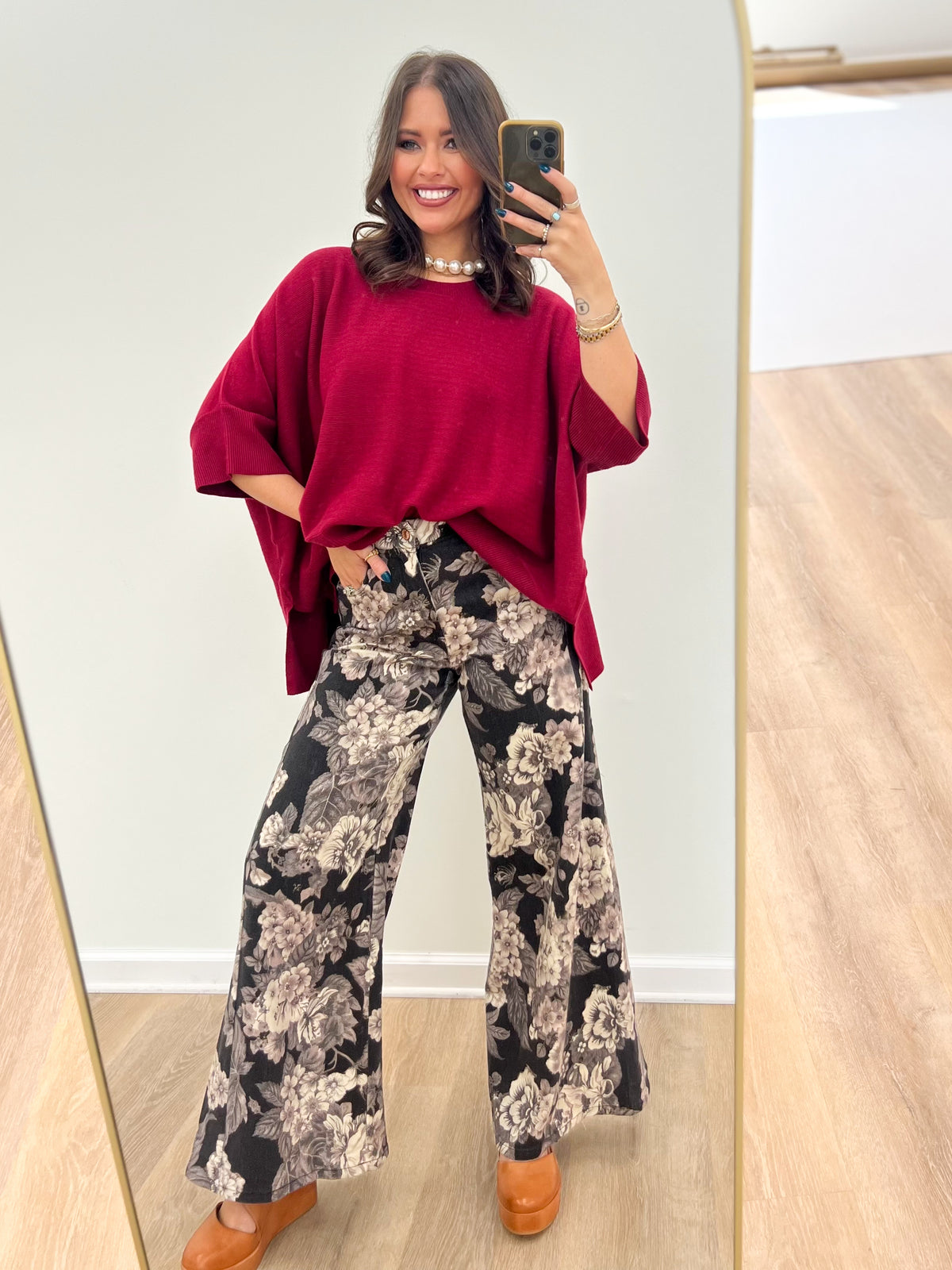 Entro Floral Print Wide Leg Pants