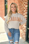 Oatmeal Alabama Corded Long Sleeve Top