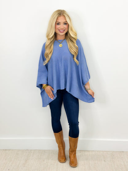 Gigio Boat Neck Poncho Long Sleeve Sweater