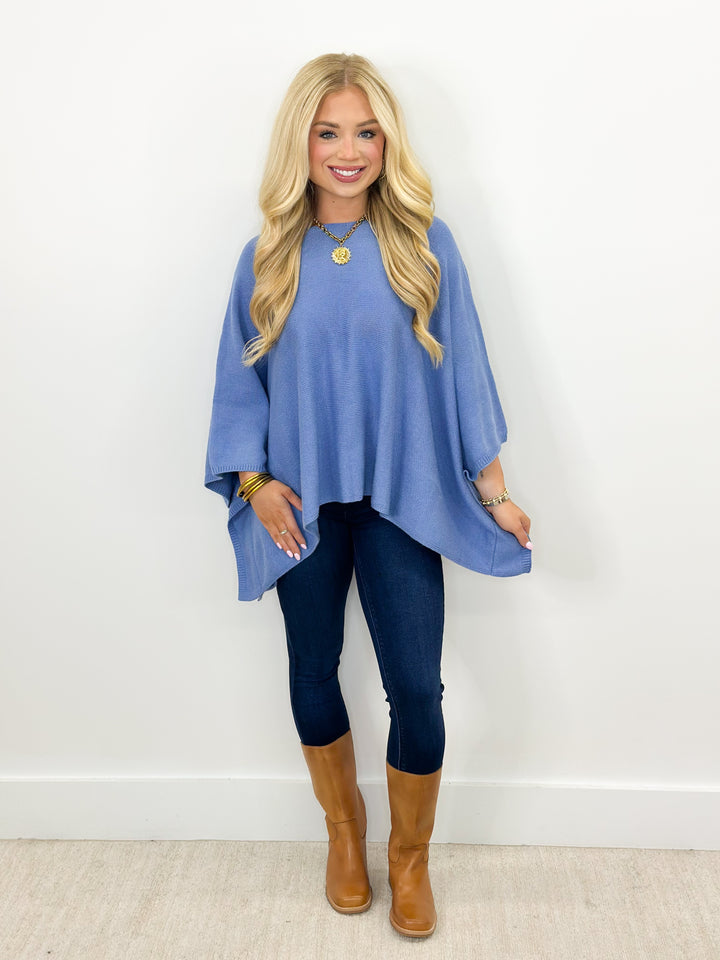 Gigio Boat Neck Poncho Long Sleeve Sweater