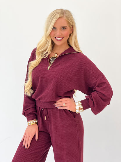 Gigio Textured Half Zip Pant Set