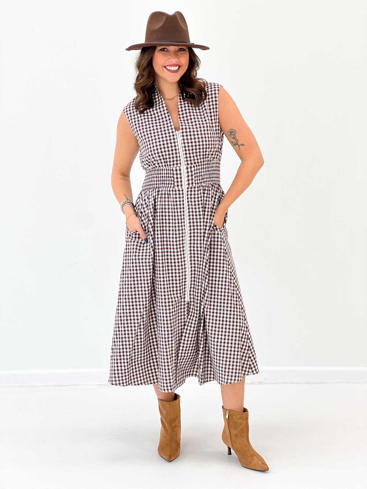 Heimish Gingham Smocked Waist Sleeveless Maxi Dress