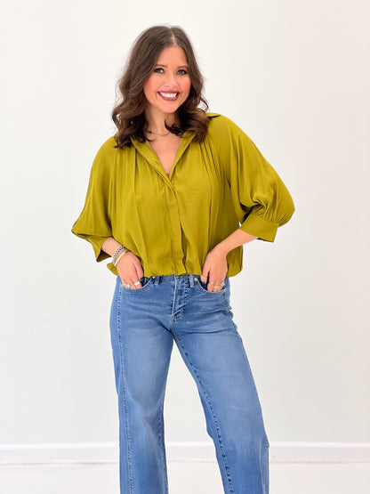 Glam Puff Sleeve Bubble Hem Shirt