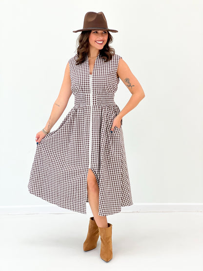 Heimish Gingham Smocked Waist Sleeveless Maxi Dress