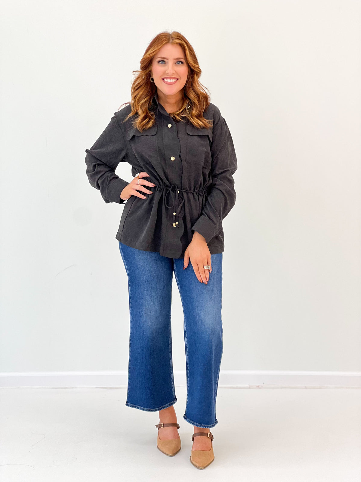 Umgee Utility Scallop Trim Shirt Jacket