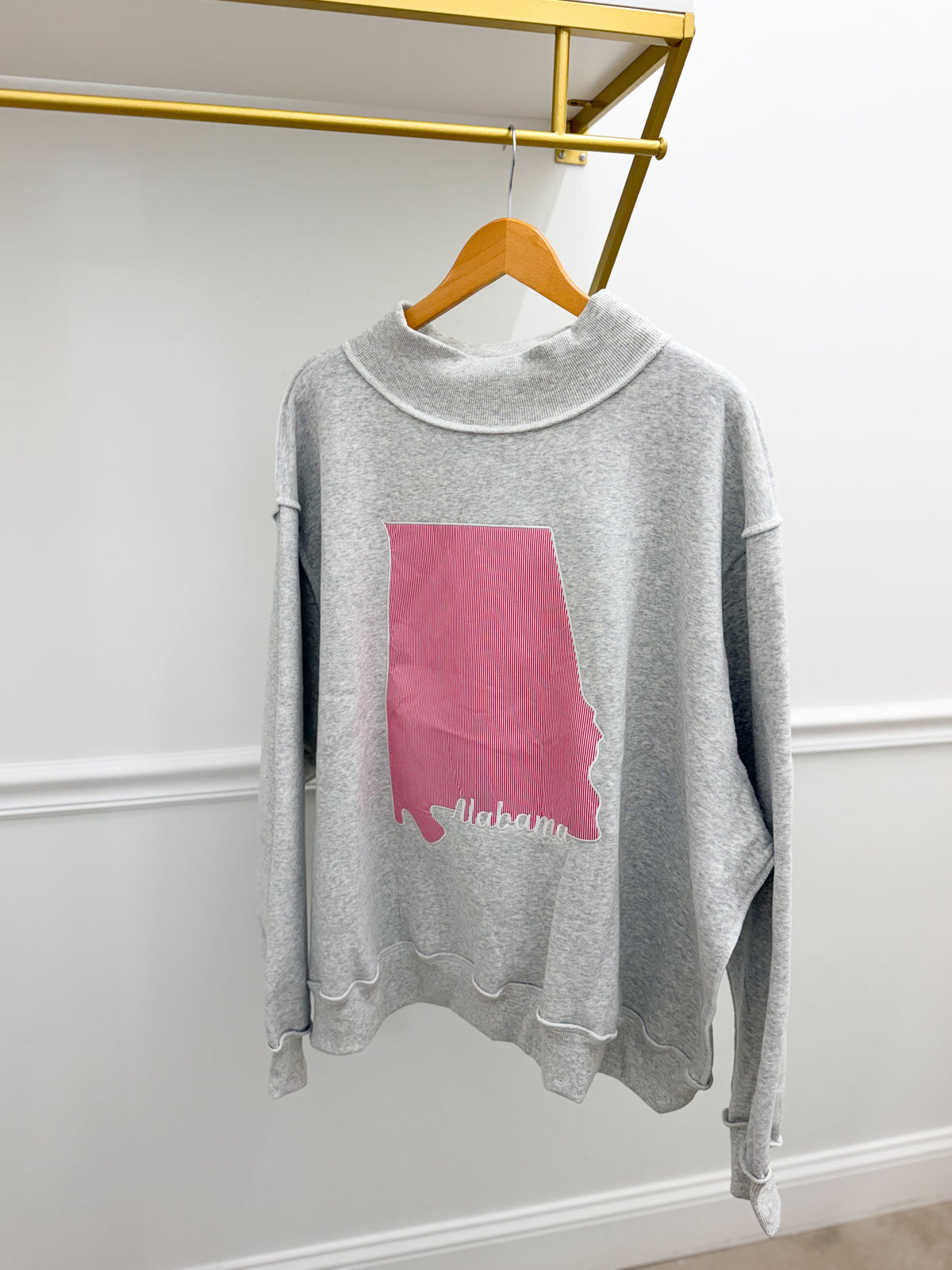 State Artwork Mock Neck Oversized Pullover