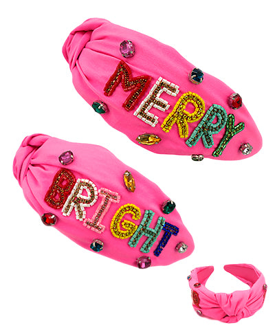 Golden Stella Merry Bright Beaded Headband in Fuchsia