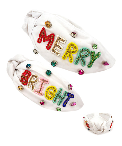 Golden Stella Merry Bright Beaded Headband in White