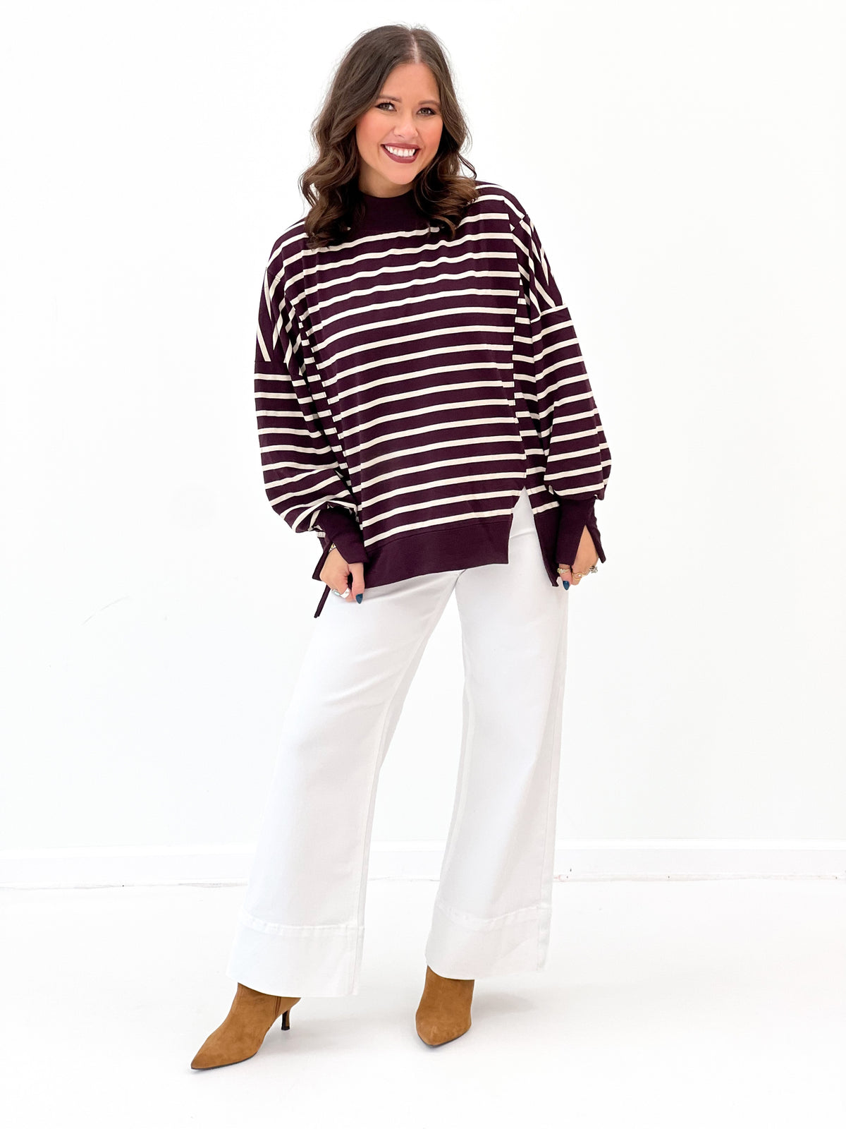 Hyfve Striped Mock Neck Sweatshirt