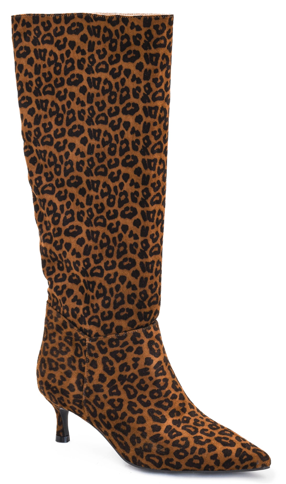 Leopard-print calf boots with slim stiletto heel and pointed toe