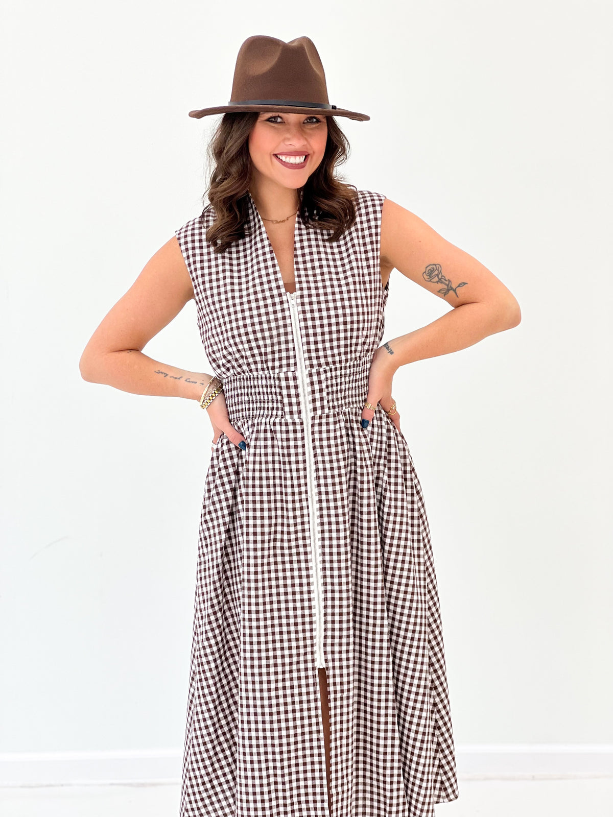 Heimish Gingham Smocked Waist Sleeveless Maxi Dress